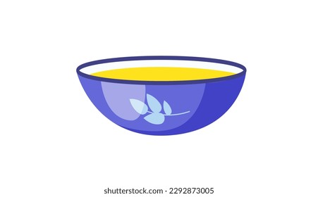 Concept Cooking bowl dish. This illustration features a blue bowl dish designed for cooking bakery items. Vector illustration.