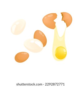 Konzept Eierkochen. Die Abbildung zeigt eine Reihe von Eiern auf weißem Hintergrund, die in einem flachen, Vektorstil mit einem Cartoon-Konzept entworfen wurden. Vektorgrafik.