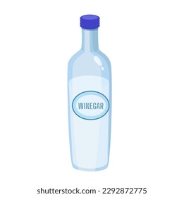 Concept Cooking vinegar. This is a flat vector illustration with a cartoon design of a bottle of vinegar for cooking bakery on a white background. Vector illustration.