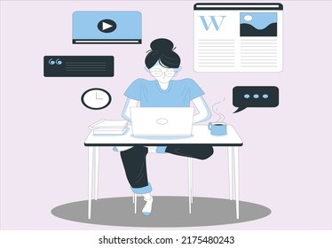 The concept of a copywriter creating a blog. The idea of writing texts, creativity and promotion, remote work. Freelance work. Text post on the Internet. Blog post writer - Powered by Shutterstock - Get 15% off with code: PIKWIZARD15