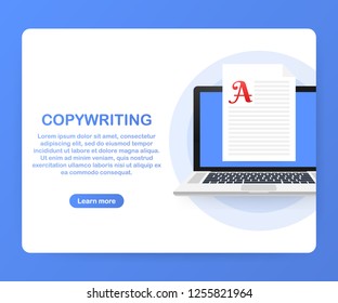 Concept for Copywriting, content development, freelance, blog post. Vector stock illustration.