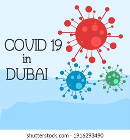 Concepto del virus Corona en el fondo de Dubai, símbolo de virus vector