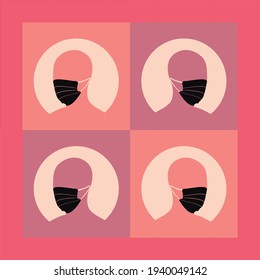 Concept of corona virus quarantine vector illustration. people in face mask. 