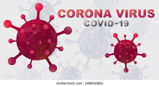 Concept coronavirus 2019-nCov.Asian virus disease.Microscope virus close up.Corona virus icon.Pandemic flu.Banner Corona-virus,vector illustration.Infection,contagion,taint,pathogen organism.
