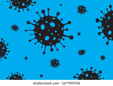 Concept of Coronavirus background vector illustration. Coronavirus 2019-nC0V Outbreak. Virus Corona vectors. Blue background vector illustration