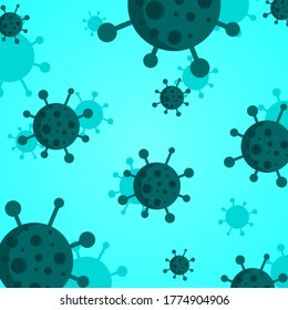 Concept of Coronavirus background vector illustration. Coronavirus 2019-nC0V Outbreak. Virus Corona vectors. Blue background vector illustration