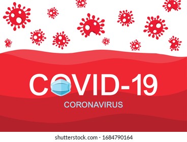 Concept of Coronavirus Covid-19 inscription typography design logo. COVID-19 prevention backgroun