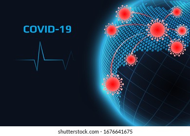 Concept of coronavirus global pandemic outbreak, vector illustration