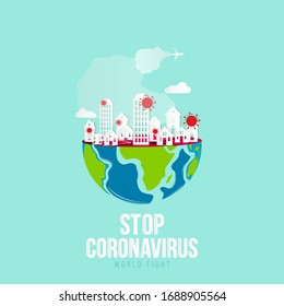 Concept Coronavirus. Prevent or stop the spread of the COVID-19 worldwide. Coronavirus Covid-19 map confirmed cases report worldwide globally. Coronavirus disease 2019 situation update worldwide.