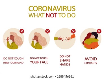 Concept of coronavirus prevention tips. Healthcare and medicine infographic. Vector flat illustration