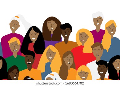 Concept of coronavirus quarantine vector illustration. People with white masks. Seamless pattern.