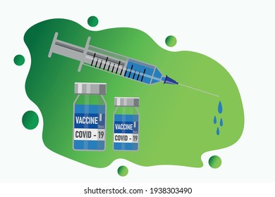 Concept of coronavirus vaccine using syringe and vaccine. Coronavirus vaccine concept
