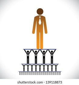 Concept of corporate hierarchy, management structure- vector graphic. This illustration can also represent company organization, executive and worker levels, etc