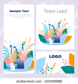 Concept corporate style flyer of Team lead, business career, rapid growth, professional growth. Color flat vector design