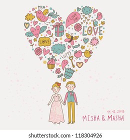 Concept couple in love illustration. Romantic vector card
