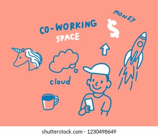 Concept of coworking space illustration