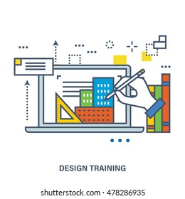 Concept of creative design and training. Flat Vector illustration. Can be used for banner, business data, web design, brochure template.