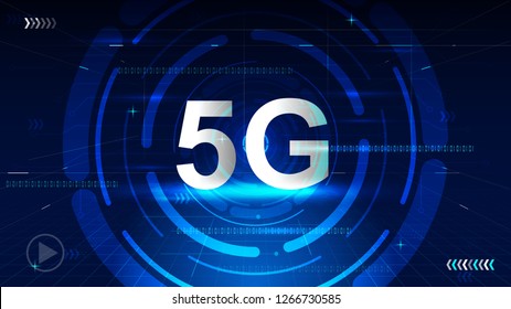 Concept and creative drawing of 5G communication technology rapid development