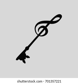 concept creative & idea treble clef for music vector . Sol key isolated. Musical notes flat design style like key cartoon for web. open you mind simple modern clean