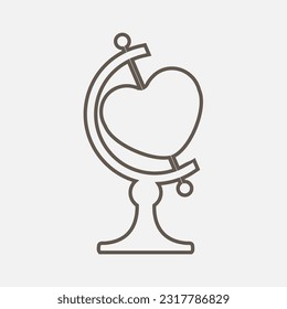 concept creative logo. outline peace global illustration icon. valentines day greeting card earth symbol. love changes around the world heart shaped vector isolated on flat design line cartoon globe  