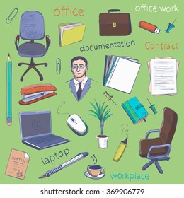 Concept of creative office room interior workspace, workplace.