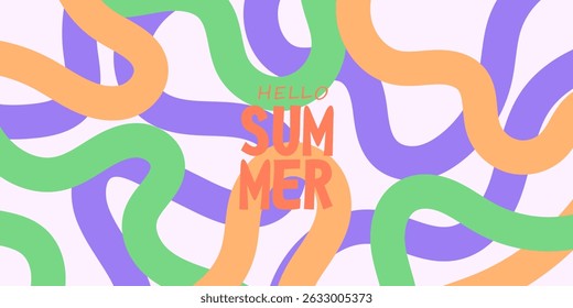 concepto de cartel brillante de verano creativo y conjunto de Anuncios. Diseño de estilo abstracto moderno con Formas y líneas onduladas de colores. vectorTemplates para celebración, anuncios, marca, tarjeta, cubierta, etiqueta, cartel, 