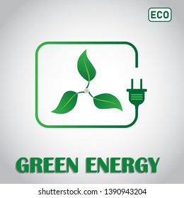 Concept of creative symbol for renewable energy sources. Leaves - wind turbine blades logo design layout. Flat concept icon for green energy.  Vector illustration