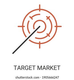 Concepto de ideas creativas del mercado objetivo. Icono de línea delgada moderno diseño ilustración vectorial.