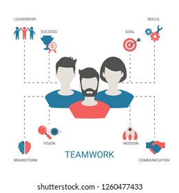 Concept of creative teamwork with people icon. Infographic teamwork and brainstorming.