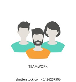 Concept of creative teamwork with people icon. Infographic teamwork and brainstorming.