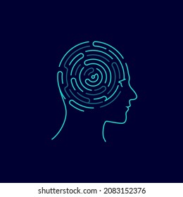 concept of creative thinking or deep learning, graphic of human head combined with maze