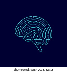 concept of creative thinking or machine learning, graphic of brain combined with maze pattern