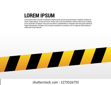 Concept, creative vector banner, tamplate, page, background with yellow protective tape. On gray background. 