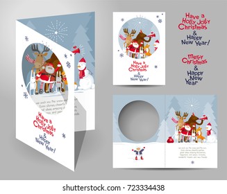 Concept of a creative vector Christmas card with a set of images and lettering design.