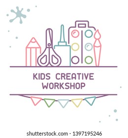 Concept of creative workshop for children logo