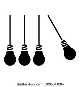 Concept of creativity light bulb different from other lamps icon black color