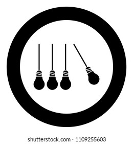 Concept of creativity light bulb different from other lamps icon black color in circle round 