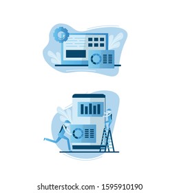 Concept creator, Concept Blogging, education, creative writing, content management for web page, banner, presentation, social media, documents, cards, posters. Vector illustration news, copywriting.