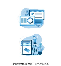 Concept creator, Concept Blogging, education, creative writing, content management for web page, banner, presentation, social media, documents, cards, posters. Vector illustration news, copywriting.