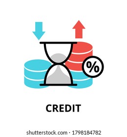 Concept of Credit icon, modern flat thin line design vector illustration, for graphic and web design