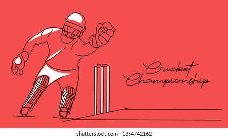 Concept of Cricket sportsman playing match Dive to Catch. Vector illustration