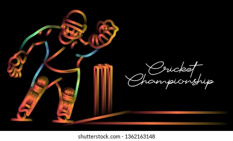 Concept of Cricket sportsman playing match Dive to Catch. Vector illustration