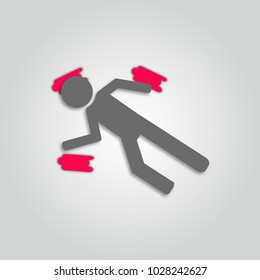Concept of crime. Icon of dead person or corpse. ?rime scene with dead body. 3d. Trendy paper art style vector.