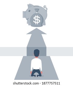 Concept of crisis and failure. Vector illustration, flat design, cartoon style, isolated background.