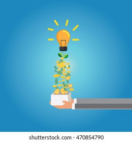 concept for crowdfunding, hand with box