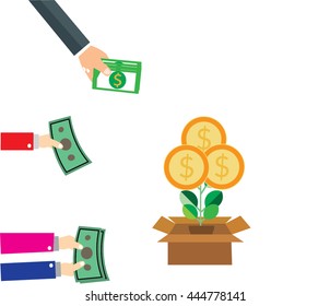 concept for crowdfunding, investing into ideas