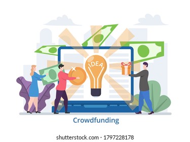 Concept of Crowdfunding, modern flat design vector illustration, for graphic and web design