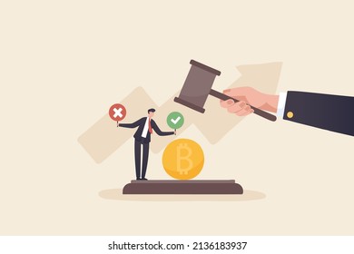 Concept of cryptocurrency legislation. Crypto or Decentralized money. Investors are excited about the results of the crypto-currency laws.