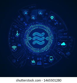 concept of cryptocurrency technology, digital money libra coin in futuristic theme