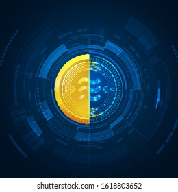 concept of cryptocurrency technology, digital money libra coin in futuristic theme